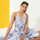Damen Andere Bedruckt - Cherry Blossom Kleid aus Baumwolle für Damen, Sea blue Details Ansicht 3