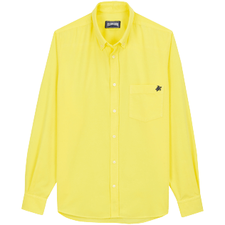 Hombre Autros Liso - Camisa en terciopelo de color liso para hombre, Limon vista frontal