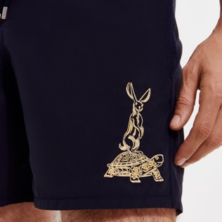 Men placed embroidery Swim Shorts The year of the Rabbit Navy details view 2