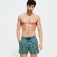 Men Others Printed - Men Stretch Swim Shorts Fish Foot, Navy front worn view