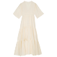 Femme AUTRES Uni - Robe longue de plage en coton femme Crépons & Galons, Craie vue de dos