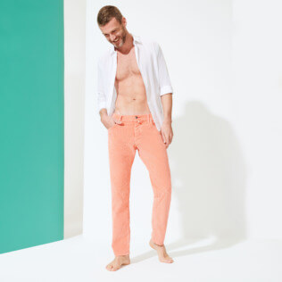 男款 Others 纯色 - 男士灯芯绒萝卜长裤, Tea pink frontworn 男款 Others 纯色 - 男士灯芯绒萝卜长裤, Tea pink frontworn