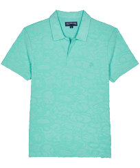 Men Others Solid - Men Terry Jacquard Polo Shirt Solid, Lagoon front view