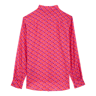 Picture of Men Others Printed - Men Cotton Voile Summer Shirt Micro Ronde Des Tortues, Shocking pink back view Picture of Men Others Printed - Men Cotton Voile Summer Shirt Micro Ronde Des Tortues, Shocking pink back view