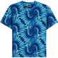 Herren Andere Bedruckt - Men Cotton T-Shirt Tie & Dye Turtles Print, Aquamarin blau Vorderansicht