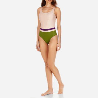 Women One piece Printed - Women Round neckline One Piece Swimsuit Reverso, Nude frontworn Women One piece Printed - Women Round neckline One Piece Swimsuit Reverso, Nude frontworn