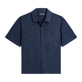 Men Others Solid - Unisex Linen Shirt Solid, Navy heather front view