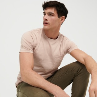 Hombre Autros Liso - Camiseta de algodón orgánico con tinte natural para hombre, Dew detalles vista 3