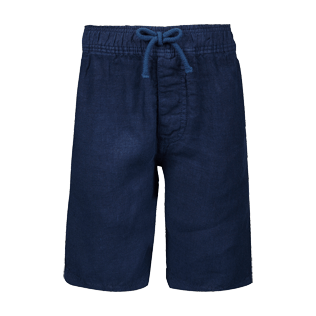 Boys Others Solid - Boys Linen Bermuda Shorts Solid, Navy front Boys Others Solid - Boys Linen Bermuda Shorts Solid, Navy front