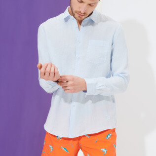 Uomo Altri Unita - Camicia uomo in lino tinta unita, Azzurro cielo supp4 Uomo Altri Unita - Camicia uomo in lino tinta unita, Azzurro cielo supp4