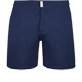 Herren Flat belts Uni - Kurze und figurbetonte Einfarbige Stretch-Badehose für Herren, Marineblau Vorderansicht