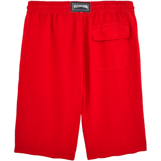 Hombre Bermudas Liso - Bermudas cortas de lino con estampado liso y bolsillos italianos para hombre, Amapola back Hombre Bermudas Liso - Bermudas cortas de lino con estampado liso y bolsillos italianos para hombre, Amapola back