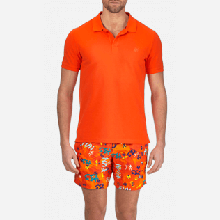 Men Others Solid - Men Cotton Pique Polo Shirt Solid, Clementine supp1 Men Others Solid - Men Cotton Pique Polo Shirt Solid, Clementine supp1