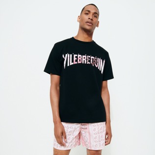 Uomo Altri Stampato - T-shirt uomo con logo stampato Bandana - Vilebrequin x BAPE® BLACK, Nero vista frontale indossata