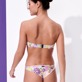 Mujer Bandeau Estampado - Top de bikini de corte bandeau con estampado Rainbow Flowers para mujer, Cyclamen vista trasera desgastada