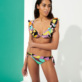Mujer Braguitas Estampado - Braguita de bikini de corte brasileño con tiras laterales y estampado Invisible Fish para mujer, Negro detalles vista 4