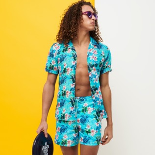 Men Classic Printed - Men Swimwear Turtles Jungle, Lazulii blue details view 3
