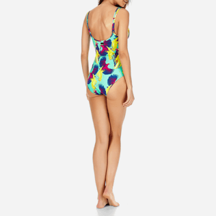 Mujer Una pieza Estampado - Bañador de una sola pieza con escote redondo y estampado Birds of Paradise para mujer, Veronese green backworn Mujer Una pieza Estampado - Bañador de una sola pieza con escote redondo y estampado Birds of Paradise para mujer, Veronese green backworn