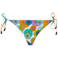 Women Fitted Printed - Women Bikini Bottom Mini Brief to be tied Marguerites, White front view