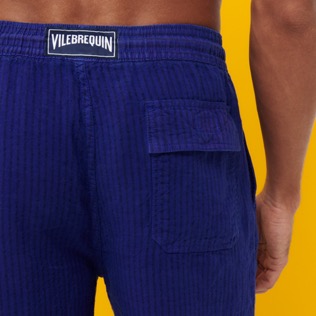 Men Others Graphic - Men Linen Bermuda Shorts Rayures, Purple blue details view 2