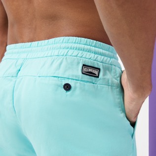 Hombre Autros Liso - Pantalones cómodos elásticos de lino y algodón lisos para hombre, Laguna detalles vista 1