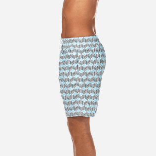 Men Long classic Printed - Fishes Cube Long Cut Swim shorts, Azure supp3 Men Long classic Printed - Fishes Cube Long Cut Swim shorts, Azure supp3