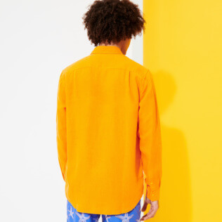 Homme AUTRES Uni - Chemise en Lin homme unie, Abricot backworn Homme AUTRES Uni - Chemise en Lin homme unie, Abricot backworn