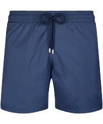 Herren Klassische dünne Stoffe Uni - Ultraleichte und verstaubare Solid Badeshorts für Herren, Marineblau Vorderansicht