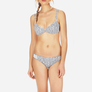 Damen Klassische Höschen Bedruckt - Modernist Fish Bikinihose mit hohem Beinschnitt für Damen, Weiss supp1 Damen Klassische Höschen Bedruckt - Modernist Fish Bikinihose mit hohem Beinschnitt für Damen, Weiss supp1