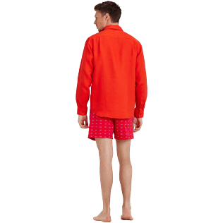 男款 Others Solid - 男士纯色亚麻衬衫, Medicis red backworn 男款 Others Solid - 男士纯色亚麻衬衫, Medicis red backworn