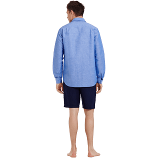 Men Others Solid - Men Cotton Linen Shirt Solid, Neptune blue backworn Men Others Solid - Men Cotton Linen Shirt Solid, Neptune blue backworn