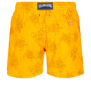 Men Classic Embroidered - Men Swim Trunks Embroidered Vilebrequin Turtles 50 - Limited Edition, Yellow back view