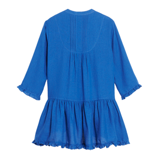 Mujer Autros Liso - Túnica de lino de color liso para mujer, Azulina back Mujer Autros Liso - Túnica de lino de color liso para mujer, Azulina back
