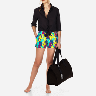 Mujer Autros Liso - Camisa en gasa de algodón liso con tirantes para anudar alrededor del cuello para mujer, Negro supp3 Mujer Autros Liso - Camisa en gasa de algodón liso con tirantes para anudar alrededor del cuello para mujer, Negro supp3
