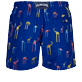 Men Classic Embroidered - Men Swim Trunks Embroidered Giaco Elephant - Limited Edition, Batik blue back view