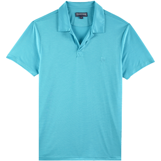 Men Others Solid - Men Tencel Polo Shirt Solid, Azure front view