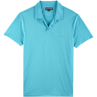 Bild von Herren Andere Uni - Einfarbiges Polohemd aus Tencel für Herren, Aquamarin blau Vorderansicht Bild von Herren Andere Uni - Einfarbiges Polohemd aus Tencel für Herren, Aquamarin blau Vorderansicht