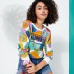 Damen Andere Bedruckt - Marguerites Sweatshirt aus Baumwolle mit aufgeflocktem Vilebrequin Logo für Damen, Weiss Details Ansicht 3