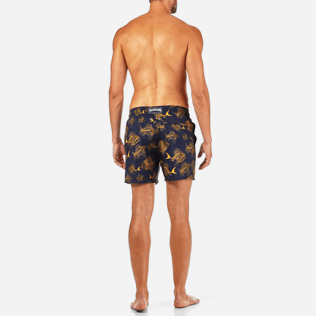 Men Classic / Moorea Printed - Prehistoric Fish Lightweight Packable Swim shorts, Navy backworn Men Classic / Moorea Printed - Prehistoric Fish Lightweight Packable Swim shorts, Navy backworn