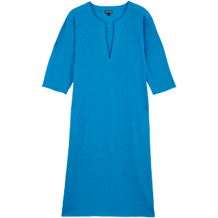 Women Others Solid - Women Linen Dress Solid, Hawaii blue front Women Others Solid - Women Linen Dress Solid, Hawaii blue front