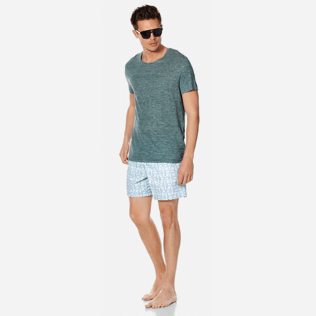 Uomo Altri Unita - T-shirt uomo in jersey di lino tinta unita, Heather green blue supp2 Uomo Altri Unita - T-shirt uomo in jersey di lino tinta unita, Heather green blue supp2