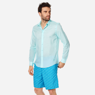 Altri Unita - Camicia unisex in velo di cotone tinta unita, Acqua frontworn Altri Unita - Camicia unisex in velo di cotone tinta unita, Acqua frontworn
