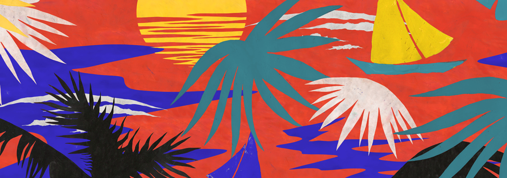 男款 Others 印制 - 男士Hawaiian弹力泳装 - Vilebrequin x Palm Angels, Red 打印