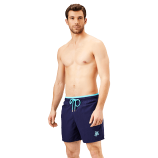 Men Classic Solid - Men Swim Trunks Bicolor Solid, Sapphire frontworn Men Classic Solid - Men Swim Trunks Bicolor Solid, Sapphire frontworn