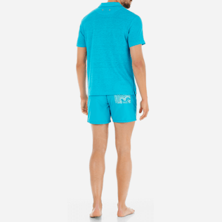 Men Others Solid - Solid Linen jersey polo, Curacao backworn Men Others Solid - Solid Linen jersey polo, Curacao backworn