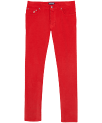 Pantaloni uomo in velluto 5 tasche regular fit Rosso carminio vista frontale