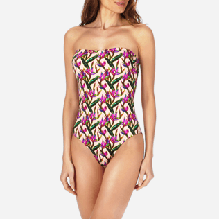 Damen Einteiler Bedruckt - Mini Paradise 3D Bustier-Badeanzug für Damen, Nude supp3 Damen Einteiler Bedruckt - Mini Paradise 3D Bustier-Badeanzug für Damen, Nude supp3