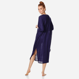 Women Others Solid - Women Long linen jersey Tunic Dress Solid, Midnight blue backworn Women Others Solid - Women Long linen jersey Tunic Dress Solid, Midnight blue backworn