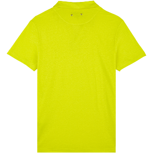 男款 Others 纯色 - 男士纯色亚麻运动 Polo 衫, Lemon 后视图