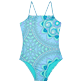 Girls Others Printed - Girls One-piece Swimsuit Mandala, Lagoon front view Girls Others Printed - Girls One-piece Swimsuit Mandala, Lagoon front view